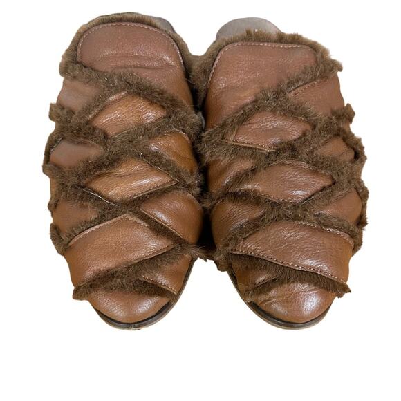 Seychelles Survival Cozy Mule Slides Leather Faux Fur Tan Size 8.5 - Picture 3 of 8